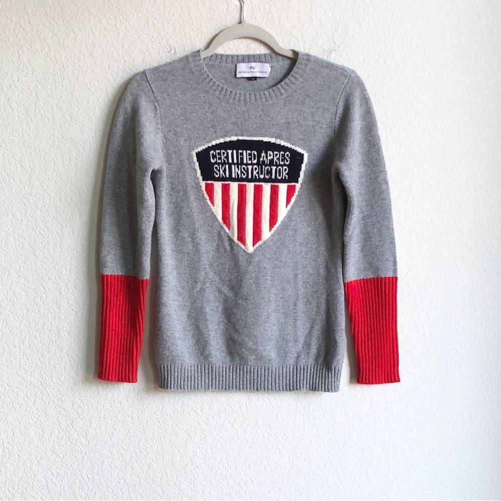 Never a Wallflower Certified Apres Ski Instructor Cashmere Sweater XS